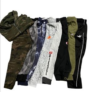 Boys sweats lot of 8 pants and one hoodie